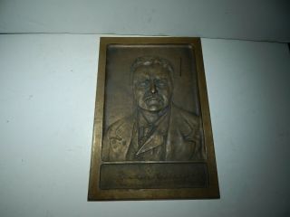 LARGE PRESIDENT THEODORE TEDDY ROOSEVELT HIGH RELIEF BRONZE PLAQUE - 14 X 9 3/4 4