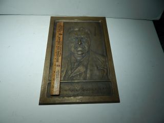 LARGE PRESIDENT THEODORE TEDDY ROOSEVELT HIGH RELIEF BRONZE PLAQUE - 14 X 9 3/4 7