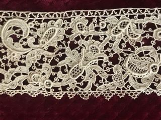 Extraordinary Antique Needle Lace Insertion 1.  50 Yard,  By 3 3/4 "