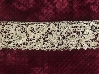 Extraordinary ANTIQUE NEEDLE LACE INSERTION 1.  50 YARD,  by 3 3/4 