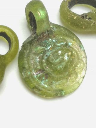 RARE PHOENICIAN Glass PENDANT & 3 beads Historical Jewellery.  ROMAN FERTILITY 2