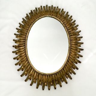 Vintage Italian Gilt Gold Metal Abstract Eyelash Mirror
