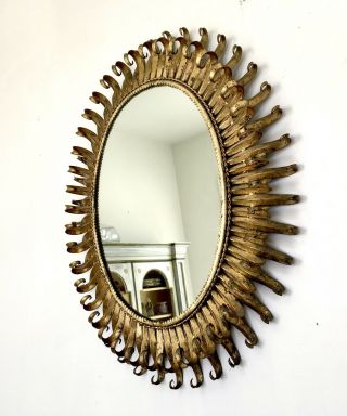 Vintage Italian Gilt Gold Metal Abstract Eyelash Mirror 2