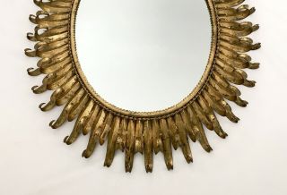 Vintage Italian Gilt Gold Metal Abstract Eyelash Mirror 3