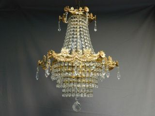Antique golden brass Basket chandelier 6 lights quality lead crystals 3