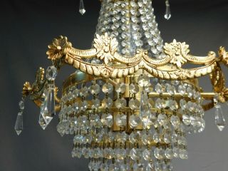 Antique golden brass Basket chandelier 6 lights quality lead crystals 4