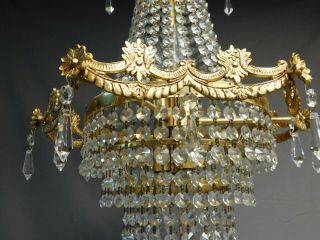 Antique golden brass Basket chandelier 6 lights quality lead crystals 5