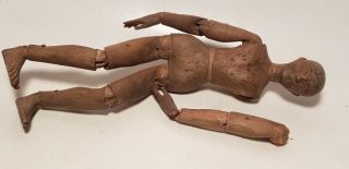 ANTIQUE MANAQUIN - FOLK ART - WOOD - CAREVED BODY - 7 IN - PRIMIATIVE - 1890? MINIATURE - 7IN 2
