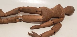 ANTIQUE MANAQUIN - FOLK ART - WOOD - CAREVED BODY - 7 IN - PRIMIATIVE - 1890? MINIATURE - 7IN 3