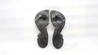 Old Wooden Footwear Shoes See Foot Finger Prints On Slipper Of Monk Saint Holy M 5