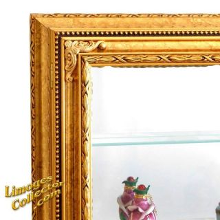 Italian Gold Gilt Rectangular Vitrine Wall Display Curio Cabinet Glass Shelves 3