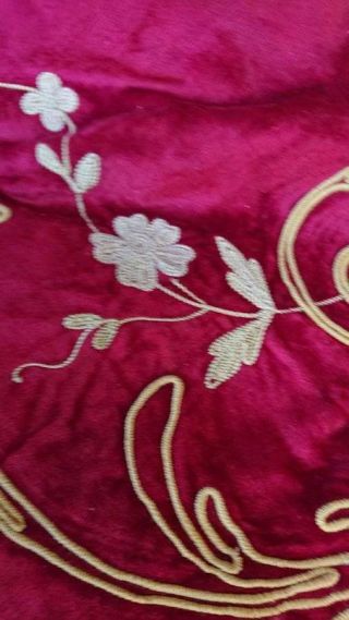 DELICIEUX ANTIQUE FRENCH CHATEAU EMBROIDERED VELVET PORTIERE PELMET VALENCE c188 6