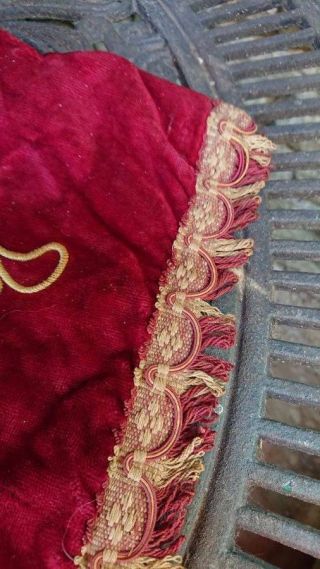 DELICIEUX ANTIQUE FRENCH CHATEAU EMBROIDERED VELVET PORTIERE PELMET VALENCE c188 7