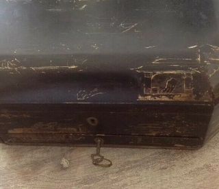 Rare Antique Early 1800s Chinese Oriental Lacquer Fitted Sewing Box / Work Box 5