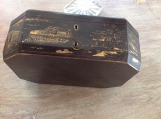 Rare Antique Early 1800s Chinese Oriental Lacquer Fitted Sewing Box / Work Box 9