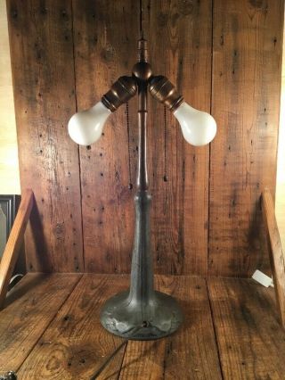 Vintage Gorgeous Handel Table lamp Two Tone Two Handle Tiffany Roycroft B & H 7