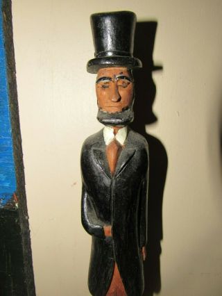 Antique Kansas Abraham Lincoln hand carved wood sculpture folk art figurine 2