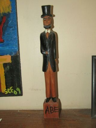 Antique Kansas Abraham Lincoln hand carved wood sculpture folk art figurine 5