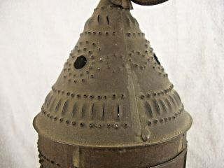 19th C.  Punched Tin Barn Candle Lantern.  sometimes called Paul Revere AAFA 2