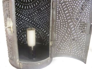 19th C.  Punched Tin Barn Candle Lantern.  sometimes called Paul Revere AAFA 4