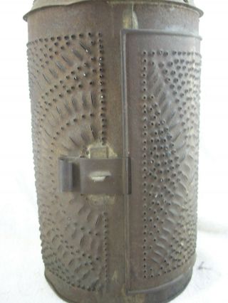 19th C.  Punched Tin Barn Candle Lantern.  sometimes called Paul Revere AAFA 7