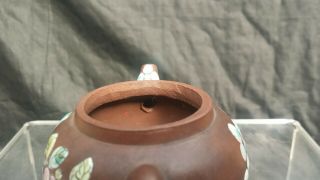 Antique Chinese yixing enamelled teapot 10