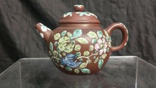 Antique Chinese Yixing Enamelled Teapot