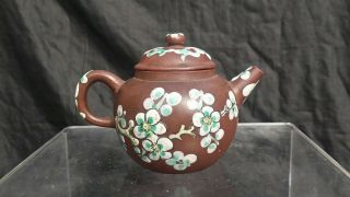 Antique Chinese yixing enamelled teapot 2