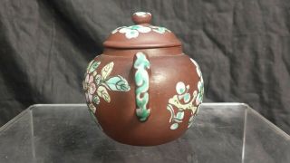 Antique Chinese yixing enamelled teapot 3