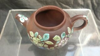 Antique Chinese yixing enamelled teapot 6