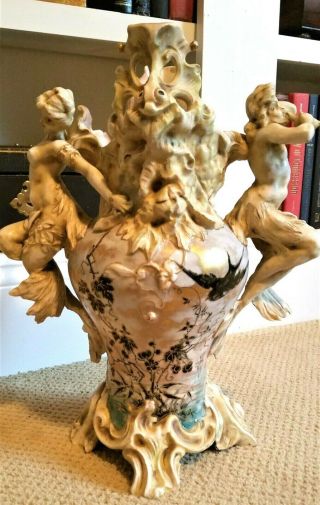Antique Mermaid & Merman Porcelain Vase - Sea Serpent