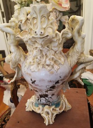 Antique Mermaid & Merman Porcelain Vase - Sea Serpent 2