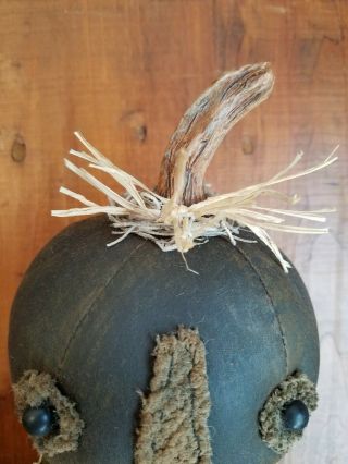 ☆ Primitive Folk Art Halloween Fall Black Pumpkin OOAK Doll w/Gourd Sit orHang 4