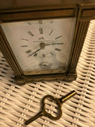 Mathew Norman 1754A,  Swiss Made,  11 jewels carriage clock brass w gilded 11