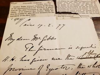 Rare autographed 1877 letter signed ALS Chinese CHARLES G.  GORDON Khartoum Sudan 4