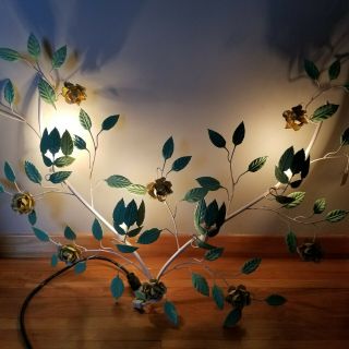 Vintage Shabby Chic Metal Floral Chandelier wall light plug in leaves flowers 6