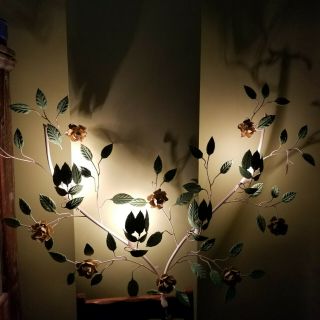 Vintage Shabby Chic Metal Floral Chandelier wall light plug in leaves flowers 7