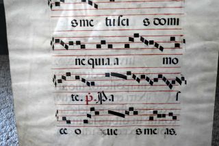 Rare Medieval Illuminated Antiphonal Manuscript Music Sheet Leaf Page 4