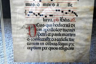 Rare Medieval Illuminated Antiphonal Manuscript Music Sheet Leaf Page 5