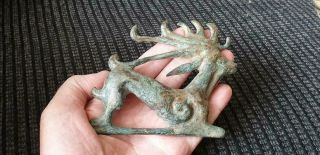 Extremely Rare Scythian Bronze Stylized Stag Appliqué 900 Bc To Around 200 Bc