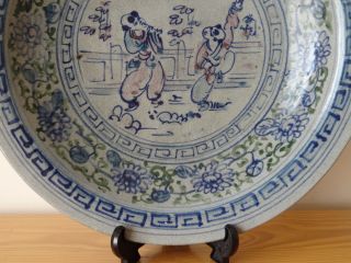 Antique Korea Korean Joseon Blue and White Porcelain Large Charger 5