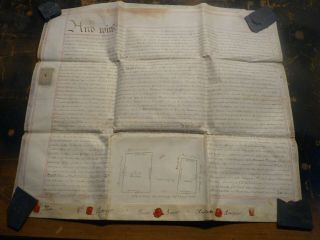 Large Antique 1767,  3 Sheet Vellum Document,  Indenture,  Deed,  Lease,  Manuscript
