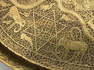 Islamic Tray Cairoware Persian Mamluk Ottoman Arabic Calligraphy Kings Beasts 4
