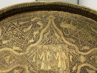 Islamic Tray Cairoware Persian Mamluk Ottoman Arabic Calligraphy Kings Beasts 7