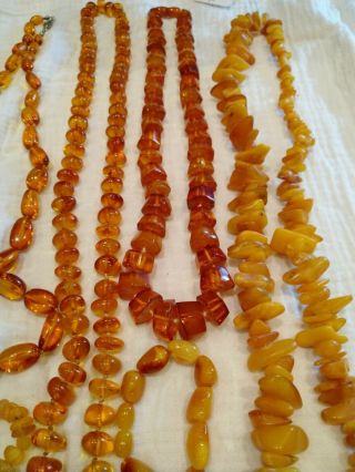 A group of Victoria vintage egg yolk amber pendants/necklace 391grams 4