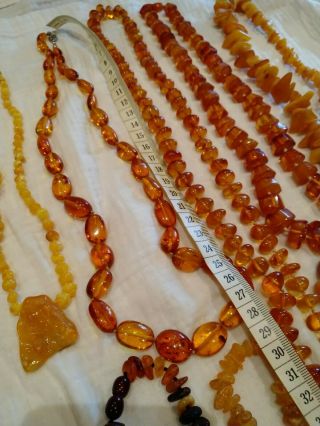 A group of Victoria vintage egg yolk amber pendants/necklace 391grams 6