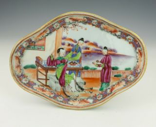Antique Chinese Mandarin Porcelain Oriental Figure Decorated Dish - Unusual