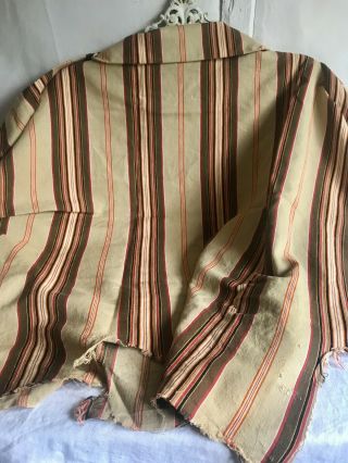 Vintage Ticking Fabric Brown Taupe & Red Textile Interior Decor 230 Cm X 145 Cm