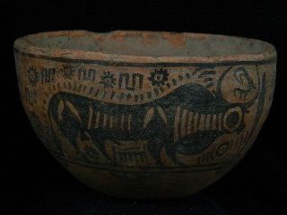 Ancient Large Size Teracotta Painted Bowl With Lions Indus Valley 2500 Bc Pt198