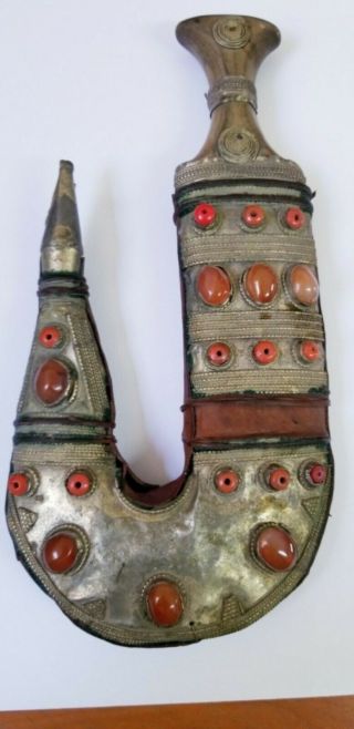 جنبية Antique Yemen Knife Khanjar خنجر يماني Handmade Yemen Dagger Jambiya Aqeeq